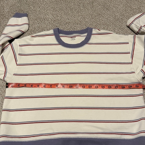 Madewell Striped Crewneck Sweater - Cream and Purple - Picture 7 of 7